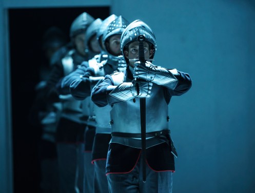 RINALDO – GLYNDEBOURNE TOUR 2019, Sorceress Armida; Jacquelyn Stucker, Almirena; Anna Devin, Rinaldo; Jake Arditti, Saracen King Argante; Aubrey Allicock, Goffredo; James Hall, Christian Magician; William Towers, Women; Catriona Hewitson, Siren 1; Chlo